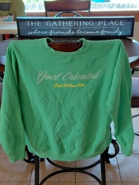 PINK Victoria's Secret Green "Goal Oriented" Sweatshirt